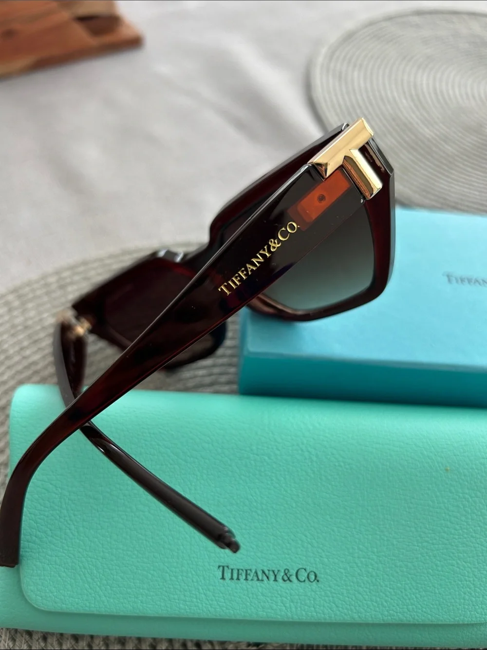 Tiffany & Co. Women's Dark Brown Geometric Frame Sunglasses
